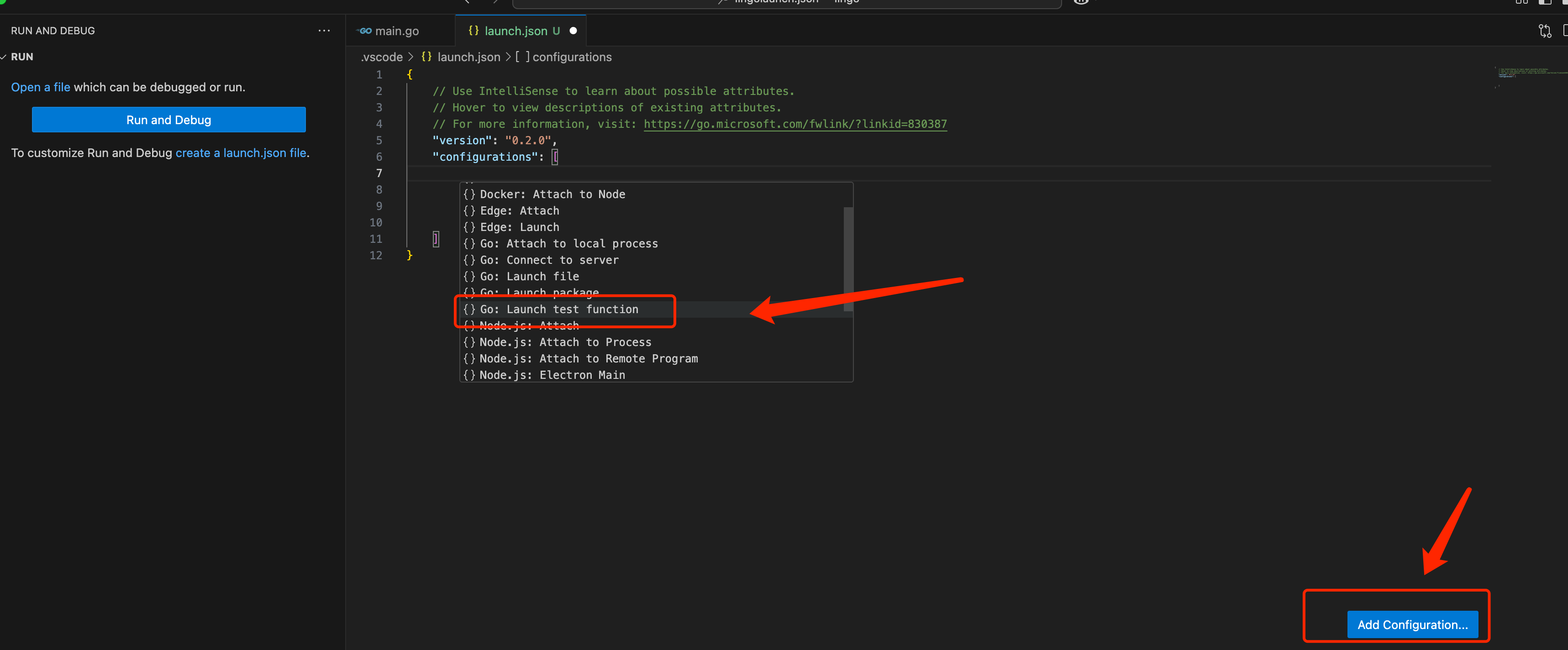 lauch.json add configuration